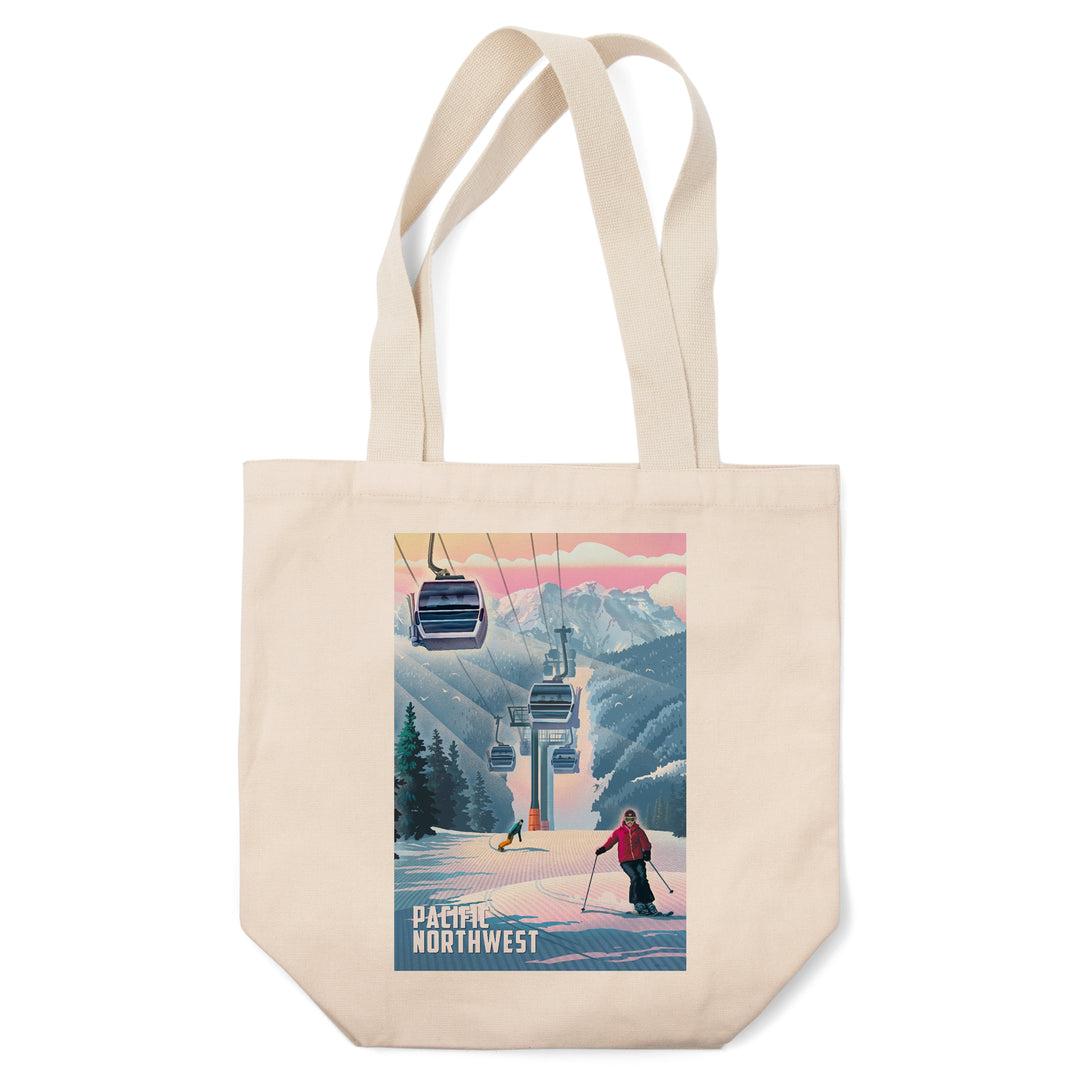 Pacific NW, Lithograph, Gondolas, Steel, Tote Bag