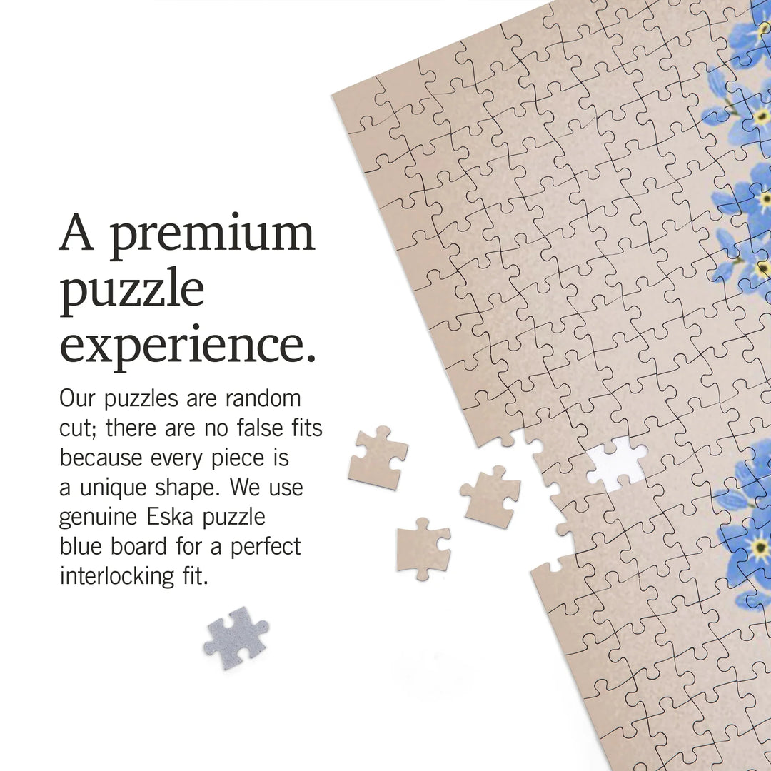 Alaska, Forget-Me-Not, Vintage Flora, State Series, 1000 Piece Jigsaw Puzzle