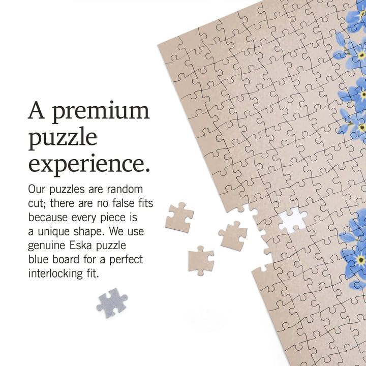 Alaska, Forget-Me-Not, Vintage Flora, State Series, 1000 Piece Jigsaw Puzzle