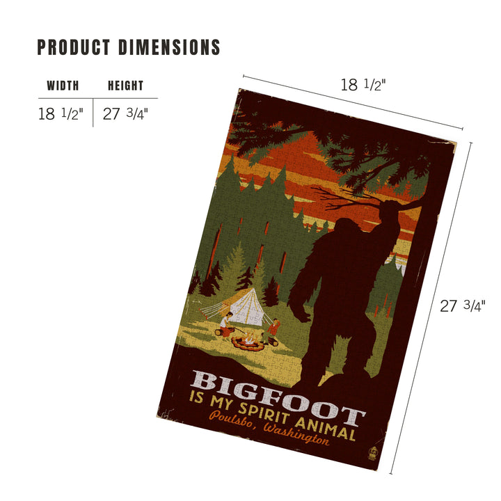 Poulsbo, Washington, Bigfoot is My Spirit Animal, 1000 Piece Jigsaw Puzzle
