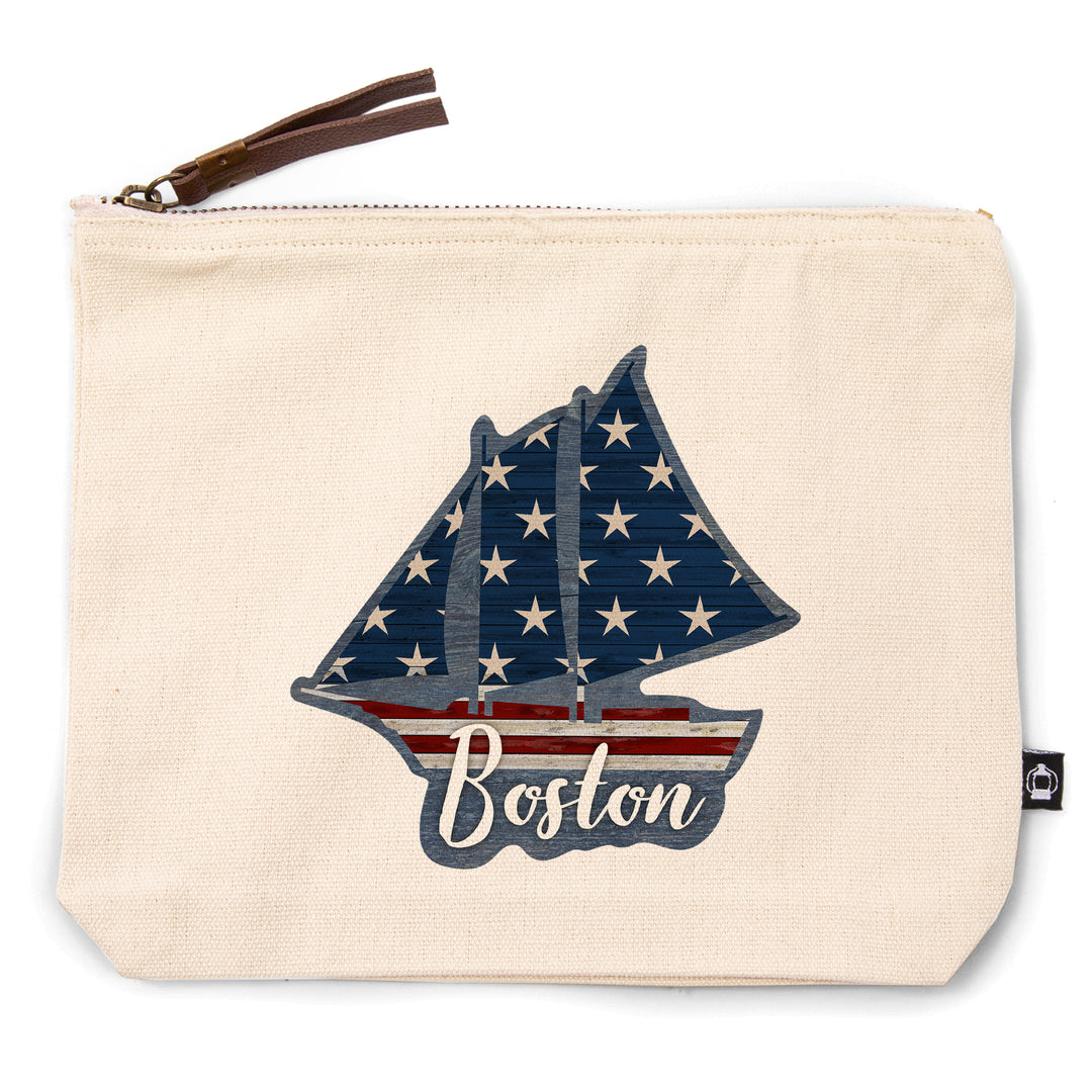 Boston, Massachusetts, USA, Distressed Flag, Contour, Lantern Press Artwork, Accessory Go Bag