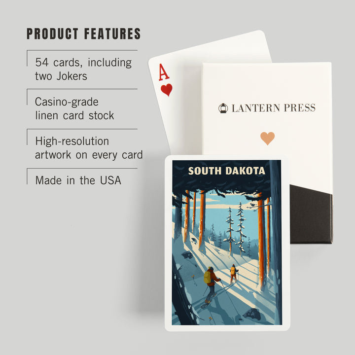 Playing Cards, South Dakota, Better on Foot, Snowshoeing, 52 Card Deck with Jokers in Box, Unique Art