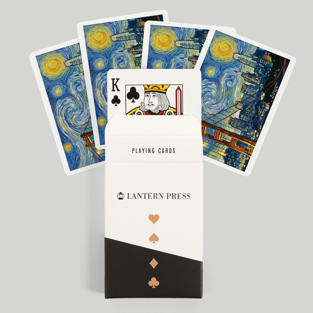 Playing Cards, San Francisco, California, Starry Night City Series, 52 Card Deck with Jokers in Box, Unique Art