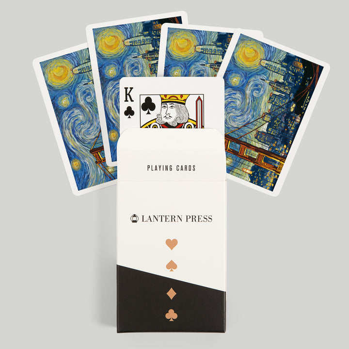 Playing Cards, San Francisco, California, Starry Night City Series, 52 Card Deck with Jokers in Box, Unique Art