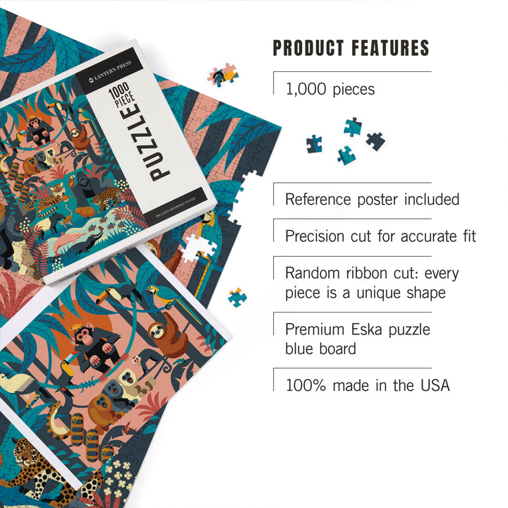 Jungle, Textured Geometric, Jigsaw Puzzle