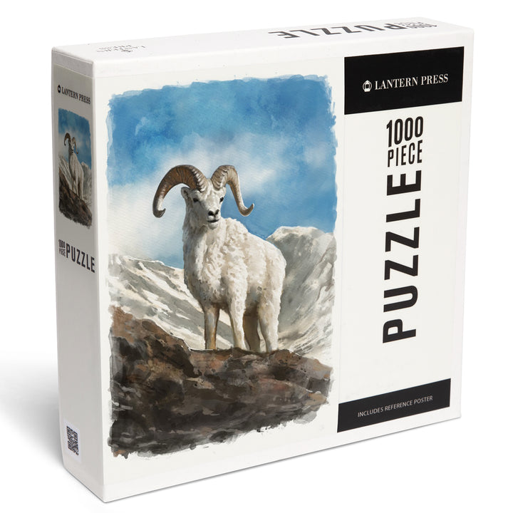 Watercolor Study, Dall Sheep, 1000 Piece Jigsaw Puzzle