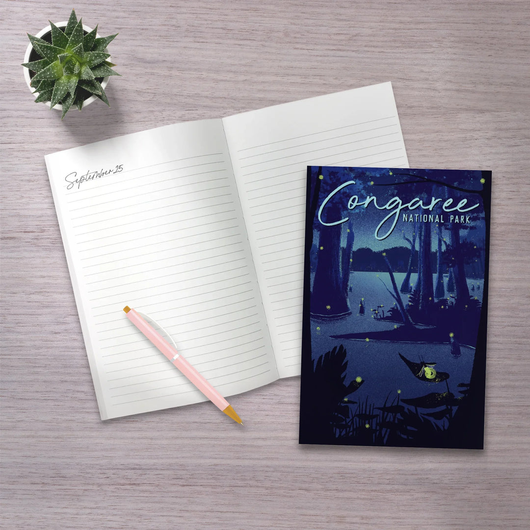 Lined 6x9 Journal, Congaree National Park, South Carolina, Fireflies, Lay Flat, 193 Pages, FSC paper