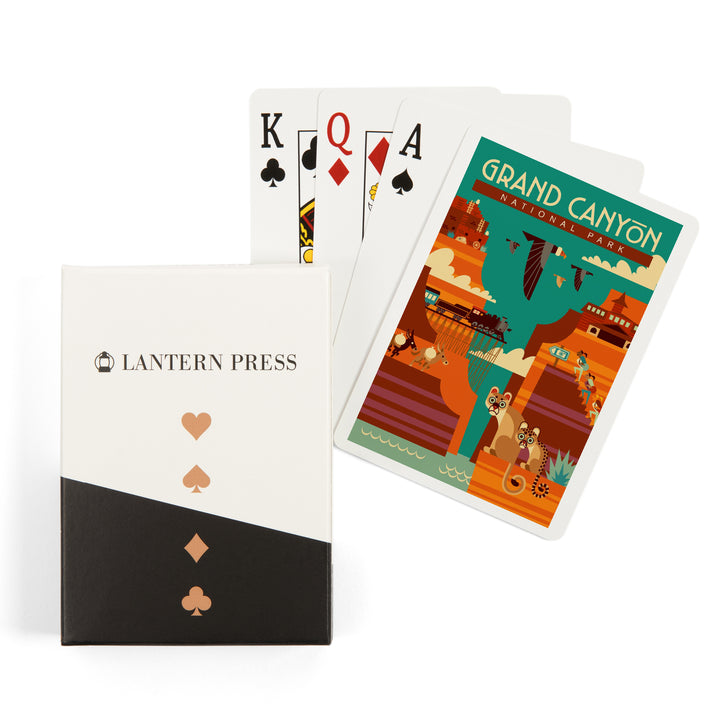 Playing Cards, Grand Canyon National Park, Arizona, Geometric, Simple Day Scene, 52 Card Deck with Jokers in Box, Unique Art
