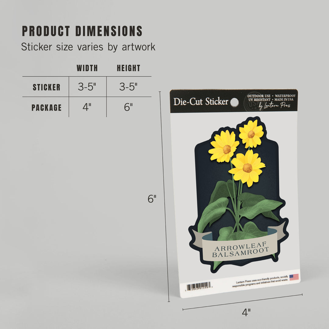 Vintage Flora Noir, Arrowleaf Balsamroot, Vinyl Sticker