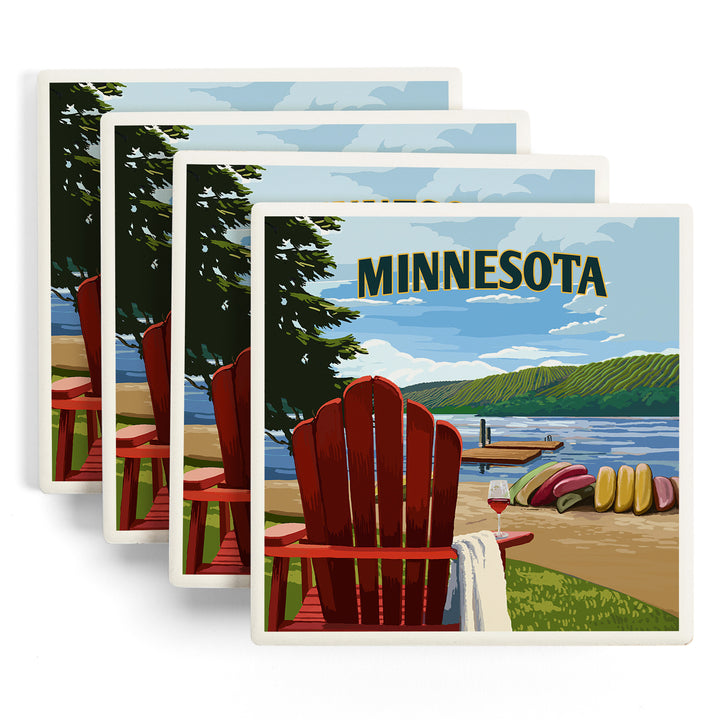 Roseville, Minnesota, Painterly, Lake Shore, Coaster Set