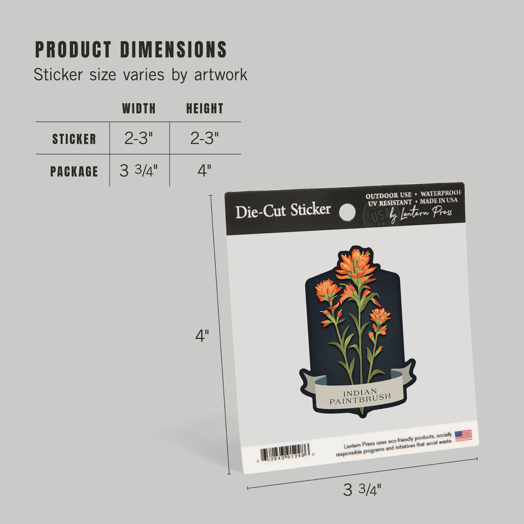 Vintage Flora Noir, Indian Paintbrush, Vinyl Sticker