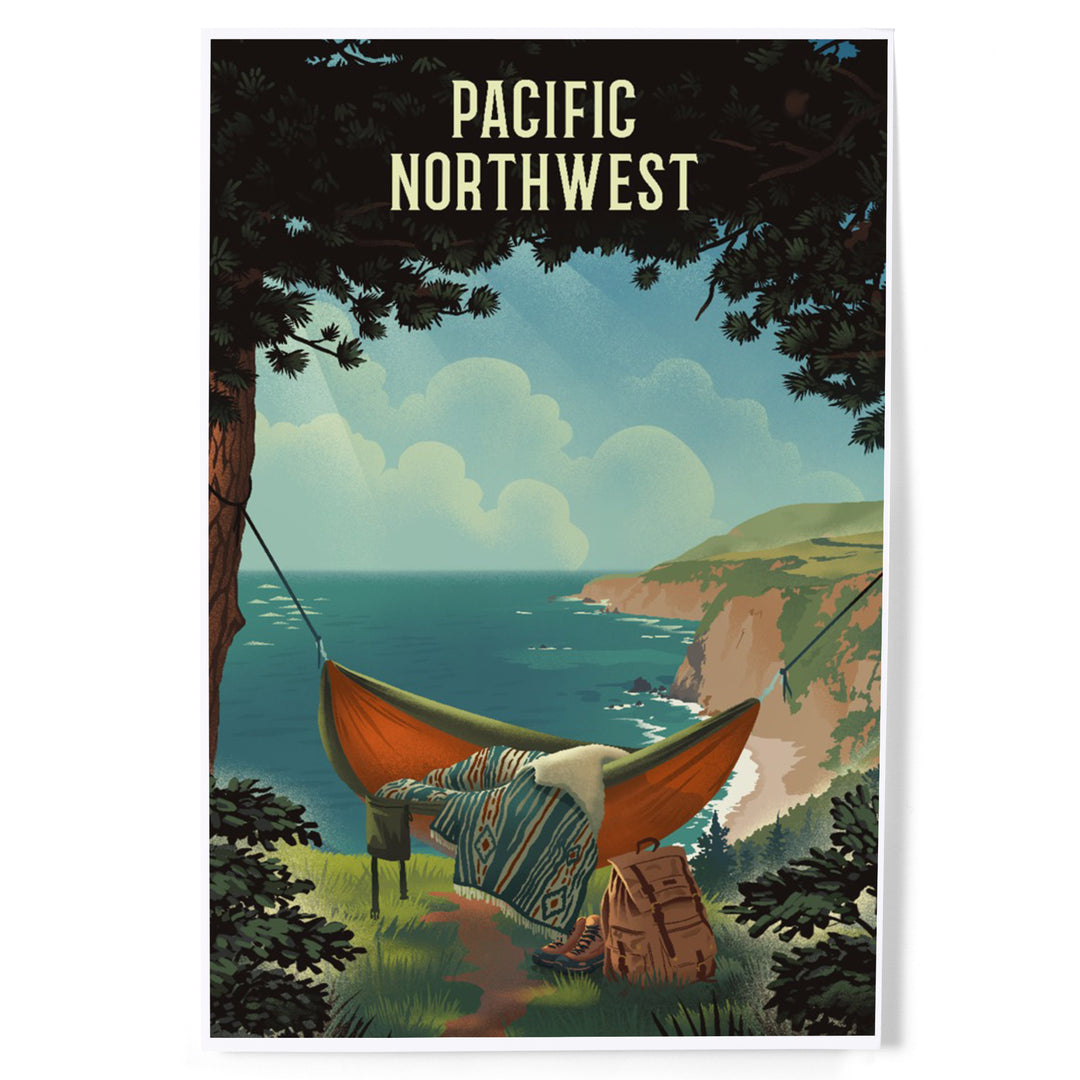 Pacific Northwest, Today's Office, Coastal Series, Hammock on Beach, Art & Giclee Prints