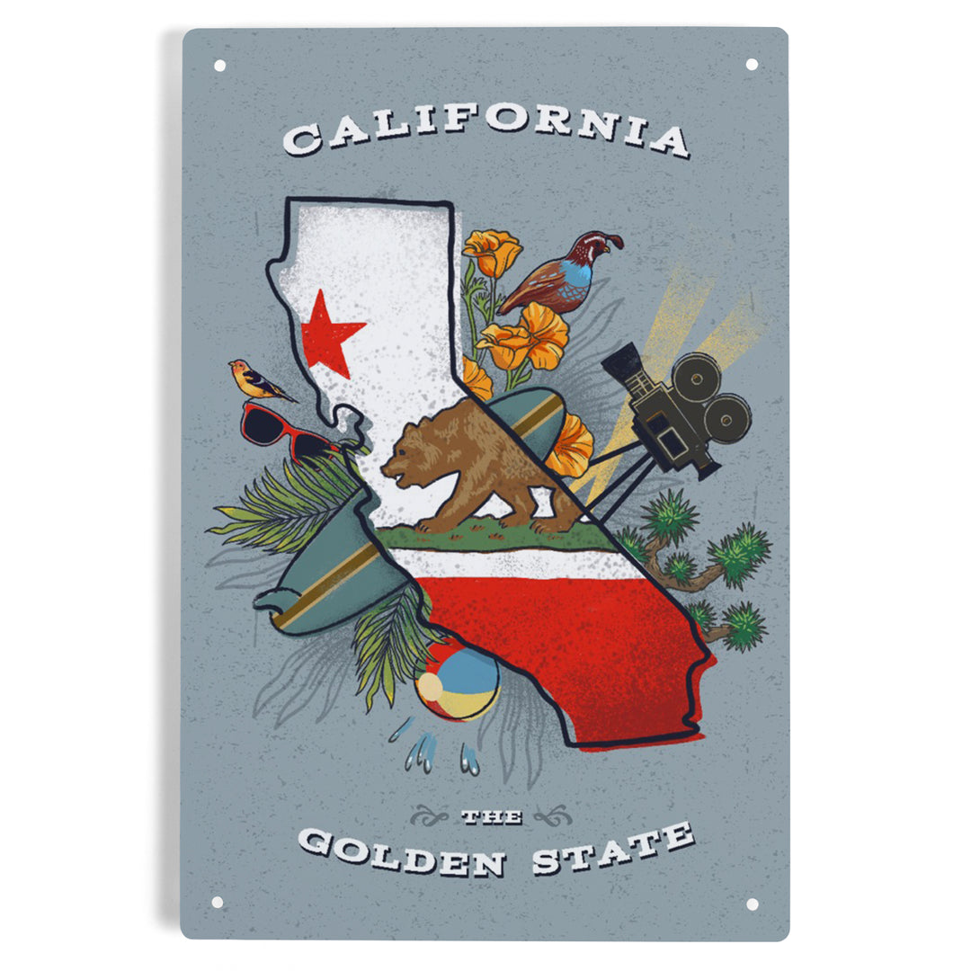 California, State Treasure Trove, State Series, Metal Signs - Lantern Press