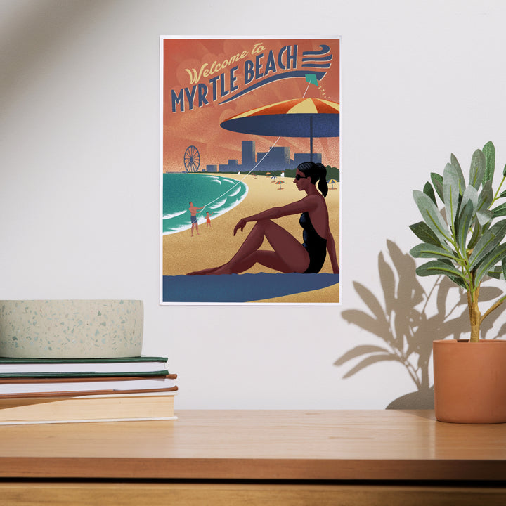 Myrtle Beach, South Carolina, Lithograph, Beach, Art & Giclee Prints