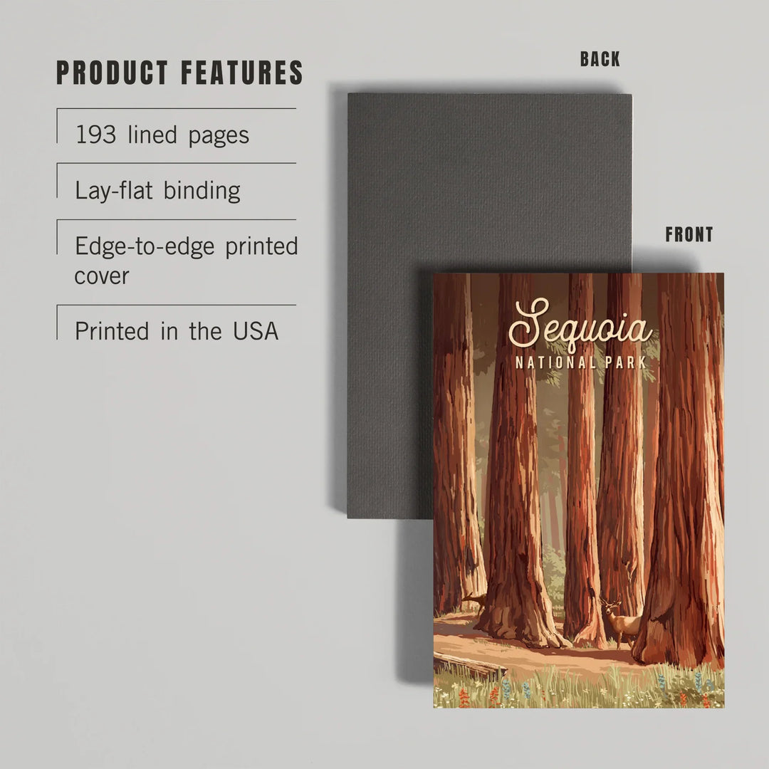 Lined 6x9 Journal, Sequoia National Park, California, Painterly National Park Series, Lay Flat, 193 Pages, FSC paper