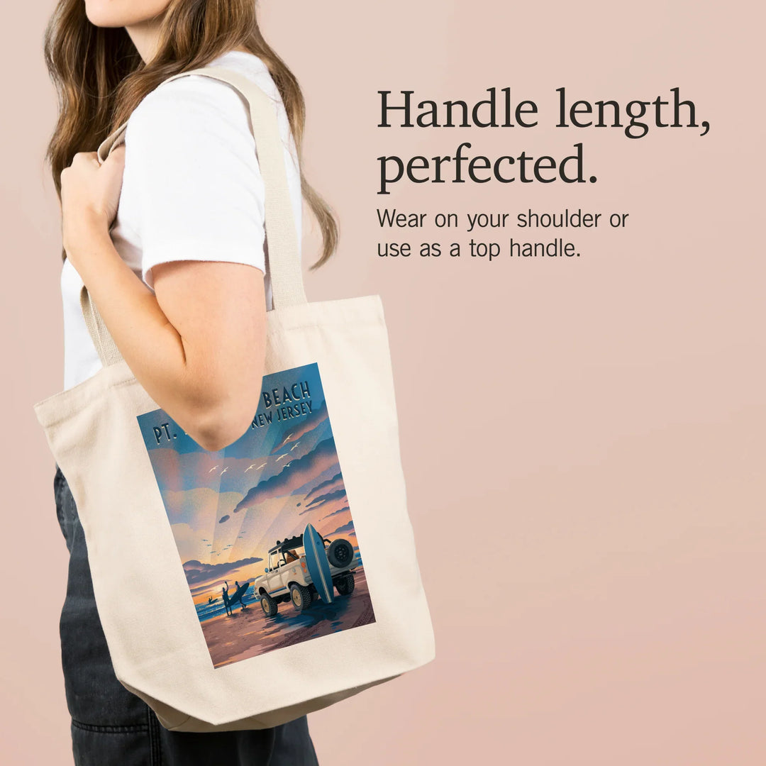 Point Pleasant Beach, New Jersey, Beach Lithograph, Tote Bag