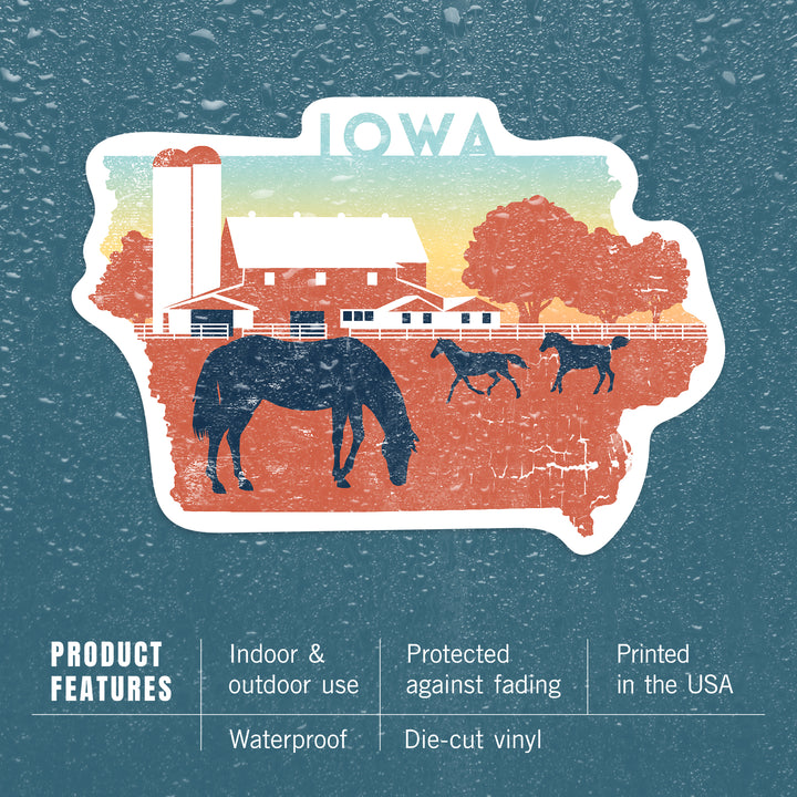 Iowa, State Abstract, Farm, Contour, Vinyl Sticker