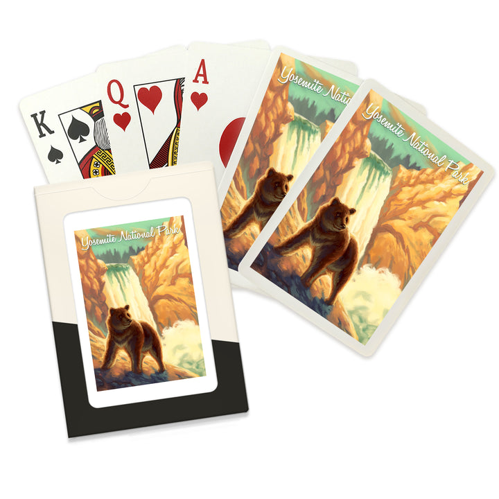 Playing Cards, Yosemite National Park, California, Bear, Falls, Oil Painting, 52 Card Deck with Jokers in Box, Unique Art