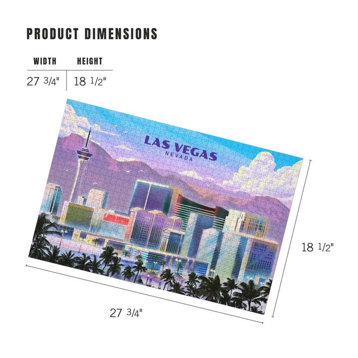 Las Vegas, Nevada, Lithograph, City Series, Jigsaw Puzzle