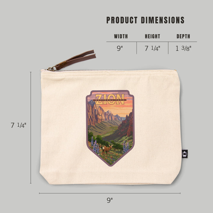 Zion National Park, Wildlife and Spring Flowers, Organic Cotton Zipper Pouch, Go Bag
