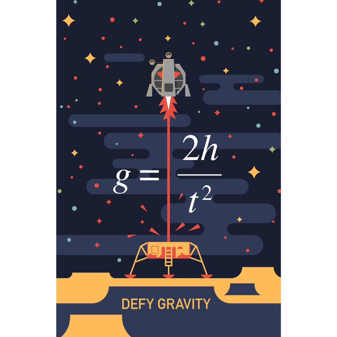 Equations and Emojis Collection, Lunar Lander, Defy Gravity, Stretched Canvas