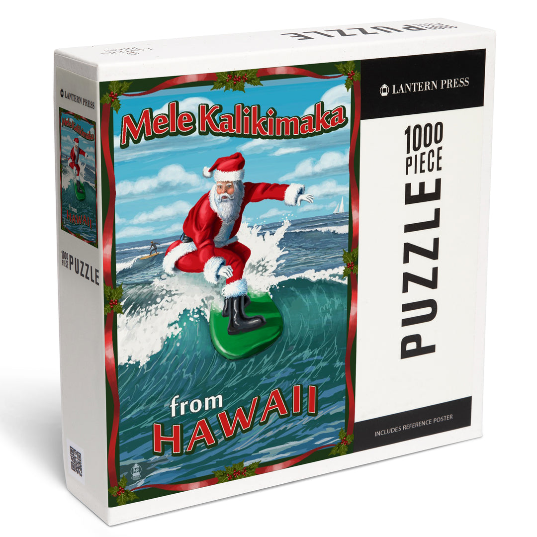 Merry Christmas from Hawaii, Santa Surfing, 1000 Piece Jigsaw Puzzle