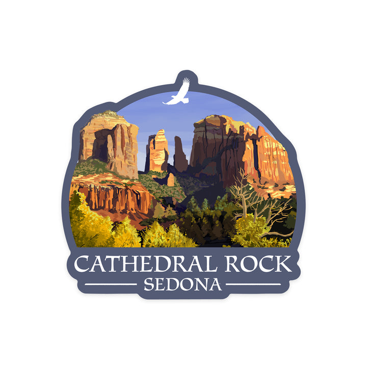 Sedona, Arizona, Cathedral Rock (Blue Water Version), Contour, Vinyl Sticker