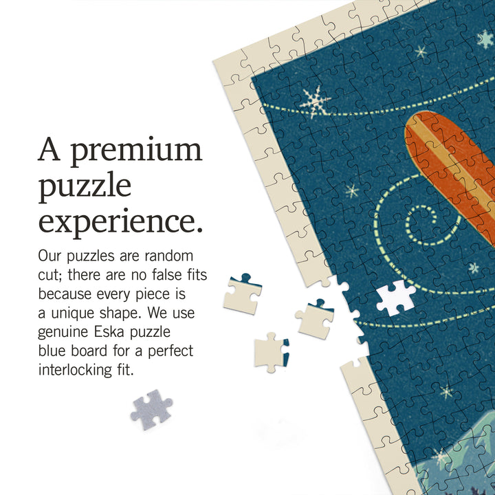 Steamboat Springs, Colorado, Crossed Skis, Letterpress, Jigsaw Puzzle