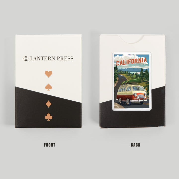 Playing Cards, California, Painterly, Camper Van, Off To Roam, 52 Card Deck with Jokers in Box, Unique Art