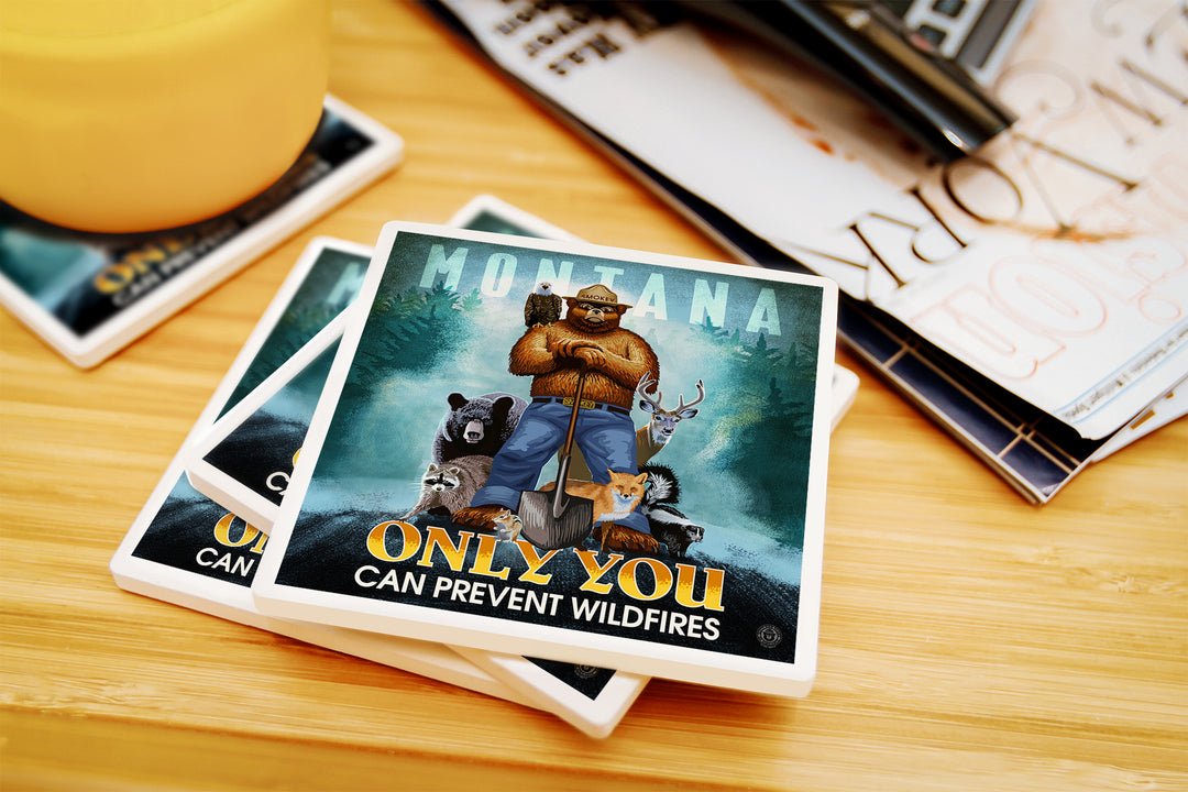 Montana, Smokey Bear and Friends, Only You Can Prevent Wildfires, Coaster Set