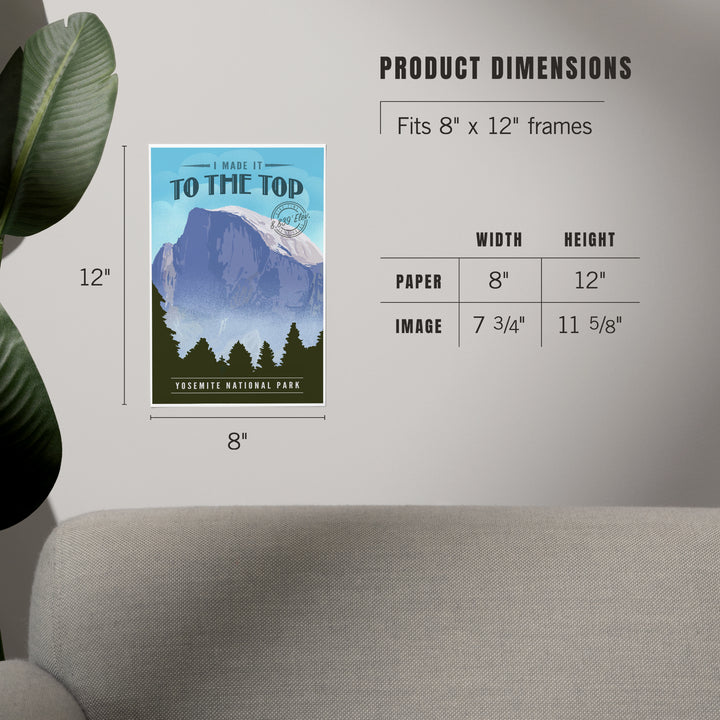 Yosemite National Park, California, I Made it to the Top, Half Dome, Lithograph, Art & Giclee Prints