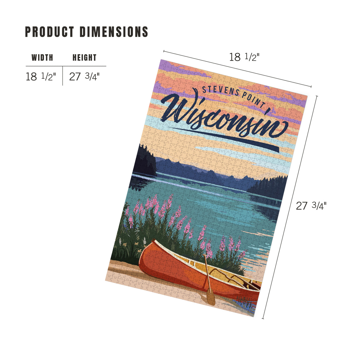 Stevens Point, Wisconsin, Canoe and Lake Scene, Jigsaw Puzzle