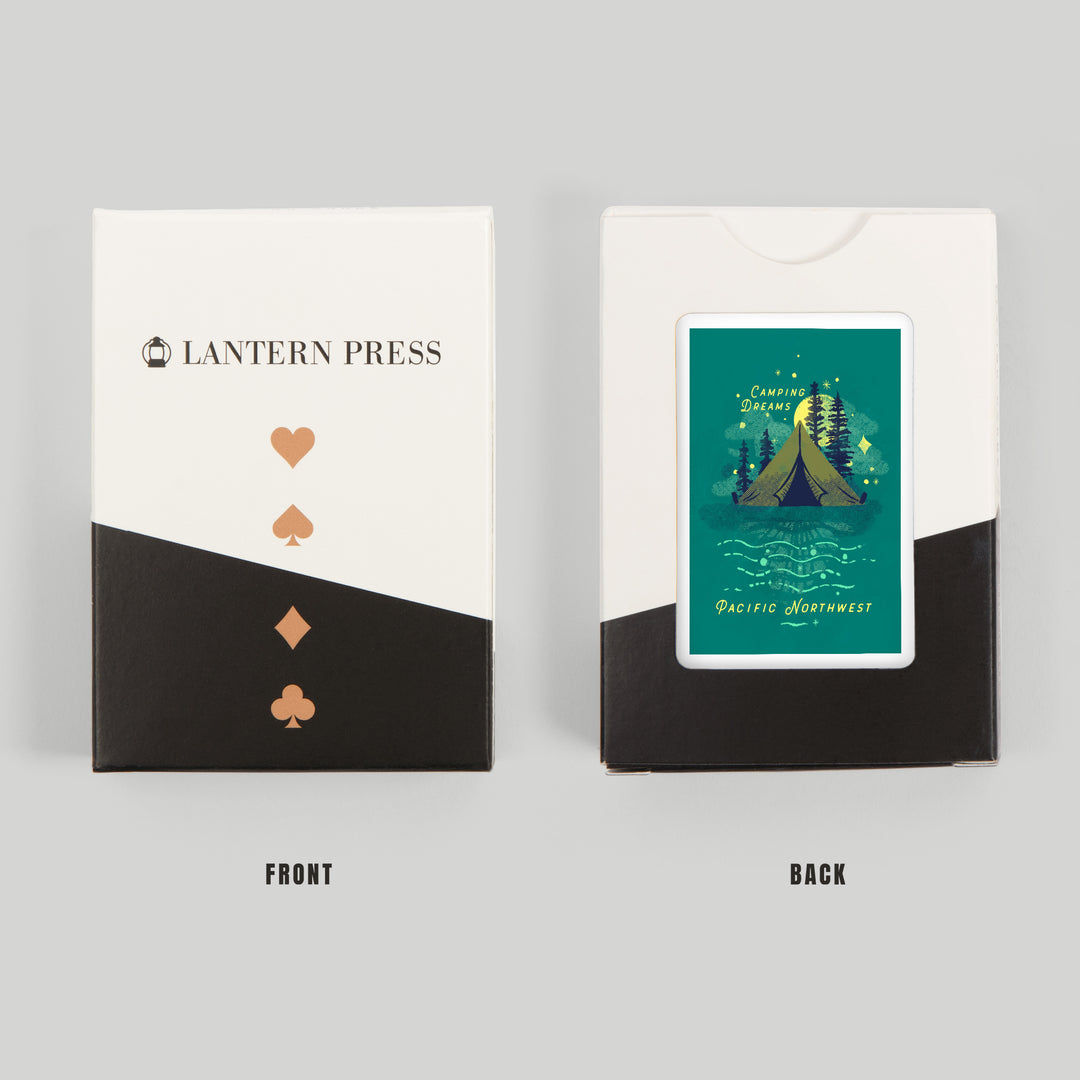 Playing Cards, Pacific Northwest, Lake Life Series, Camping Dreams, 52 Card Deck with Jokers in Box, Unique Art