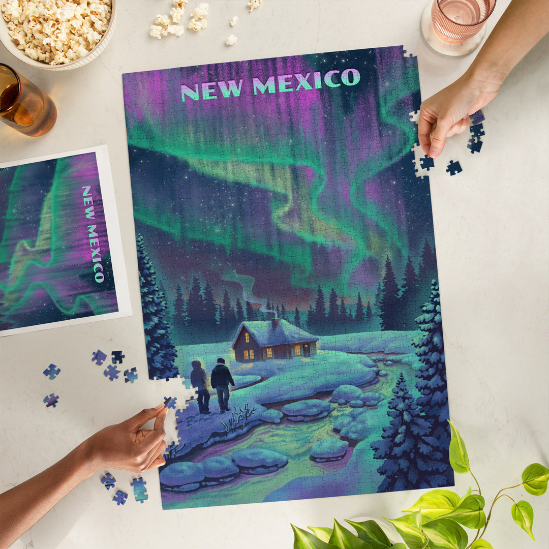New Mexico, Northern Lights and Cabin, 1000 Piece Jigsaw Puzzle