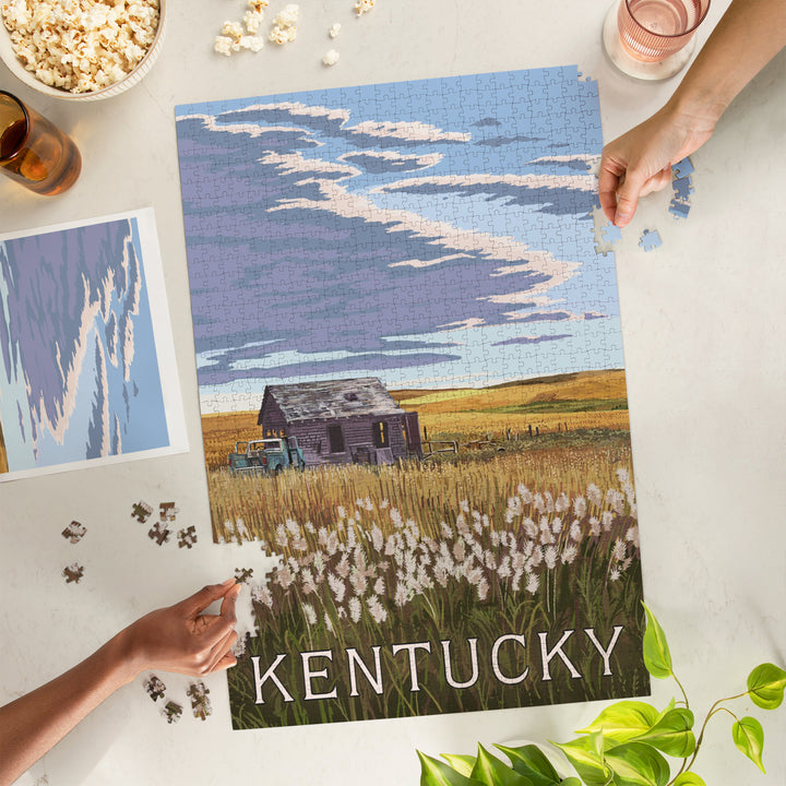 Kentucky, Painterly, Wheat Field and Shack, Jigsaw Puzzle
