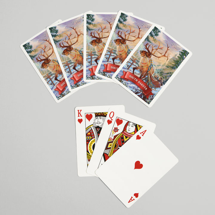 Playing Cards, South Dakota, Sleigh Ride, 52 Card Deck with Jokers in Box, Unique Art