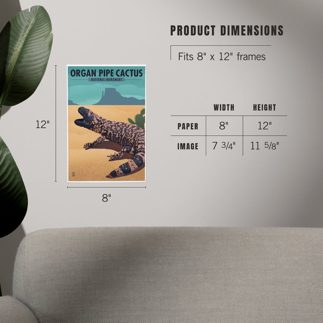 Organ Pipe Cactus National Monument, Arizona, Gila Monster, Lithograph, Art & Giclee Prints