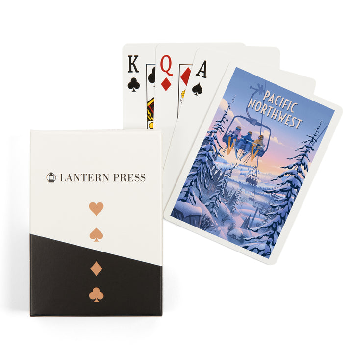 Playing Cards, Pacific Northwest, Chill on the Uphill, Ski Lift, 52 Card Deck with Jokers in Box, Unique Art