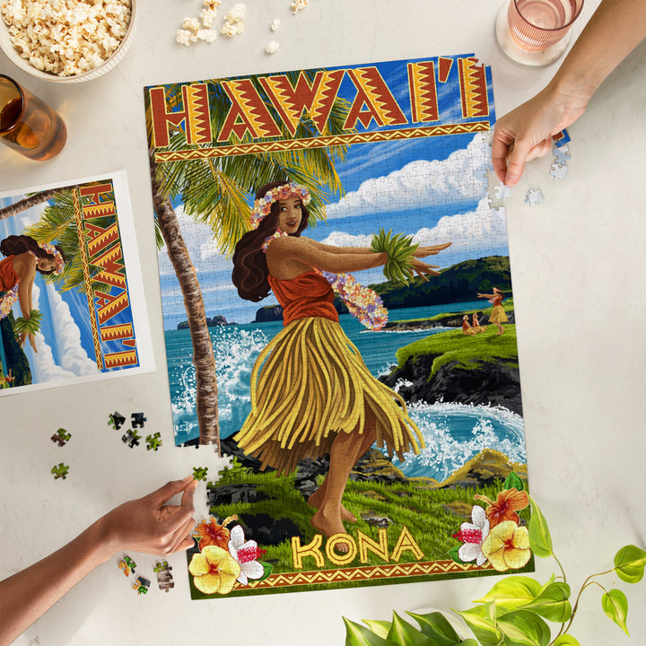 Kona, Hawaii, Hula Girl on Coast, Jigsaw Puzzle