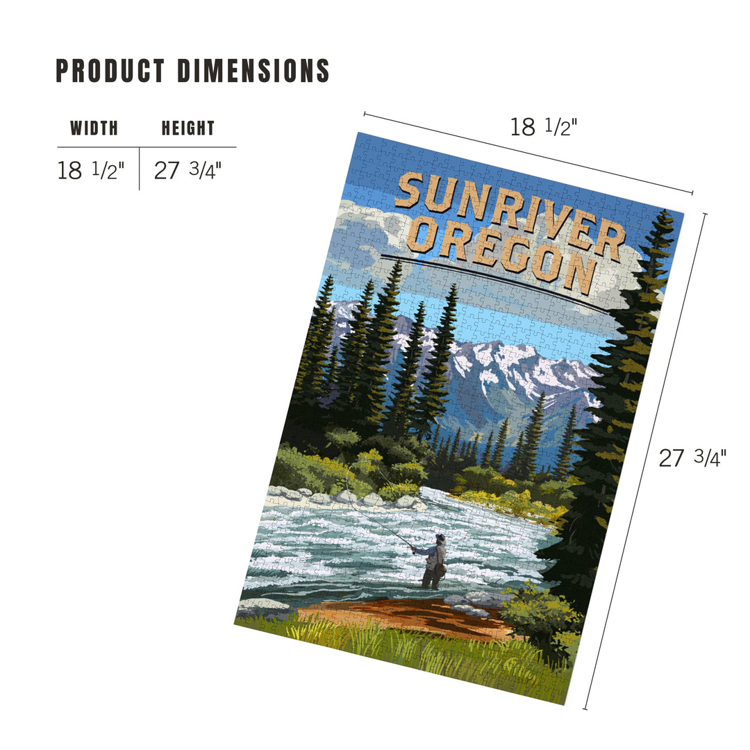 Sunriver, Oregon, Painterly, Angler and River Rapids, Jigsaw Puzzle