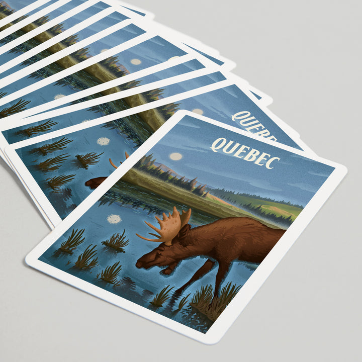 Playing Cards, Quebec, Lithograph, Reflection Pond and Bull Moose, 52 Card Deck with Jokers in Box, Unique Art