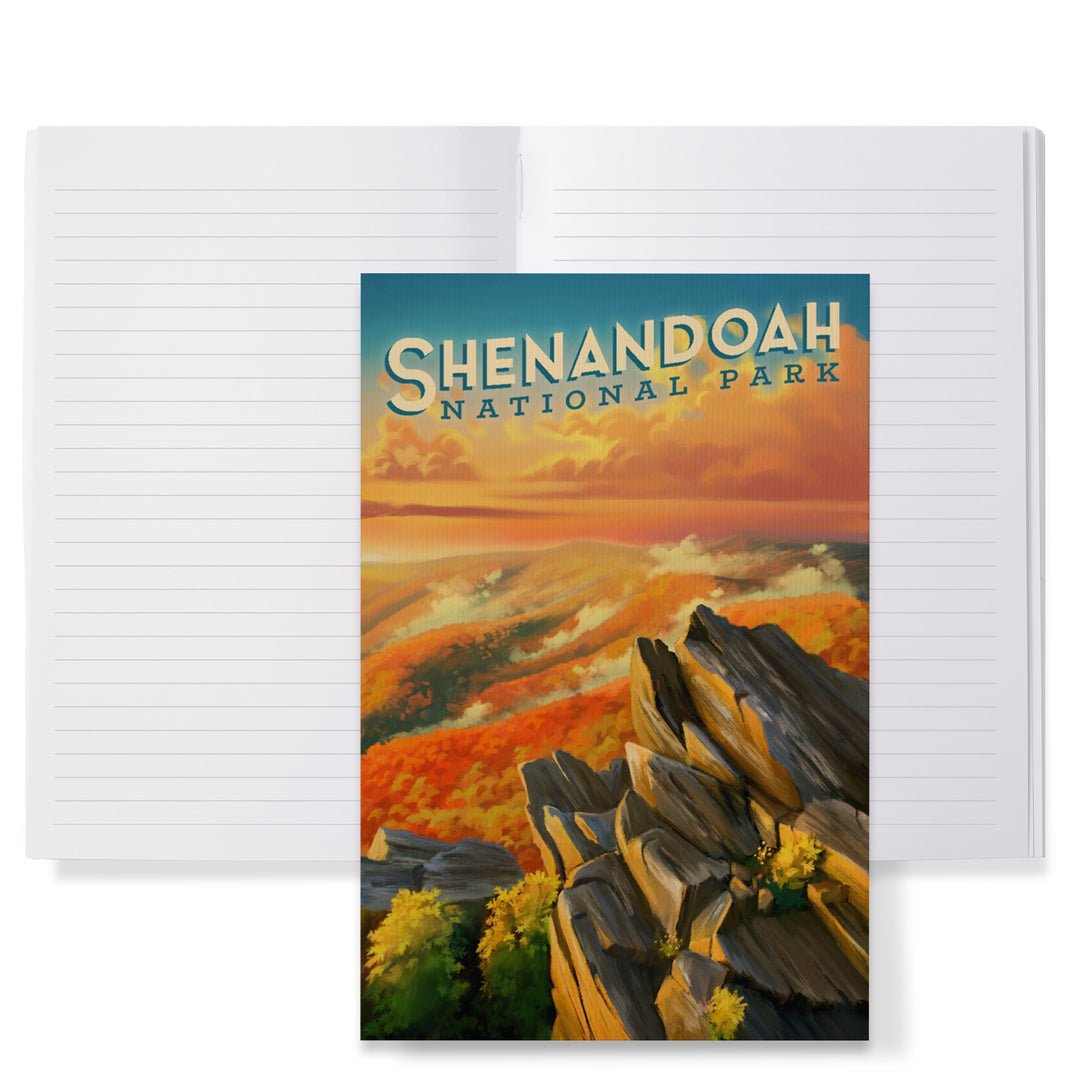 Lined 6x9 Journal, Shenandoah National Park, Virginia, Oil Painting, Lay Flat, 193 Pages, FSC paper