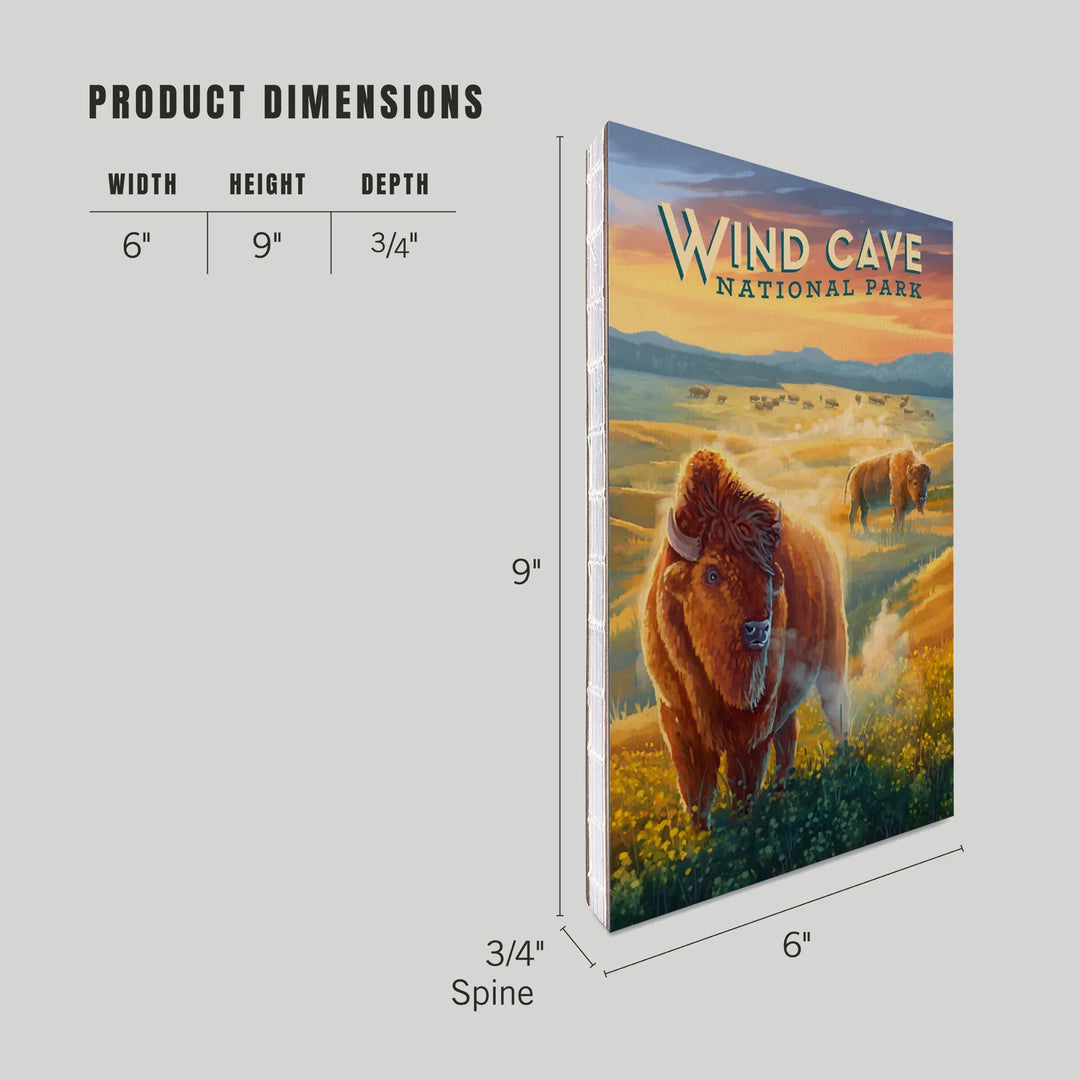 Lined 6x9 Journal, Wind Cave National Park, South Dakota, Oil Painting, Lay Flat, 193 Pages, FSC paper