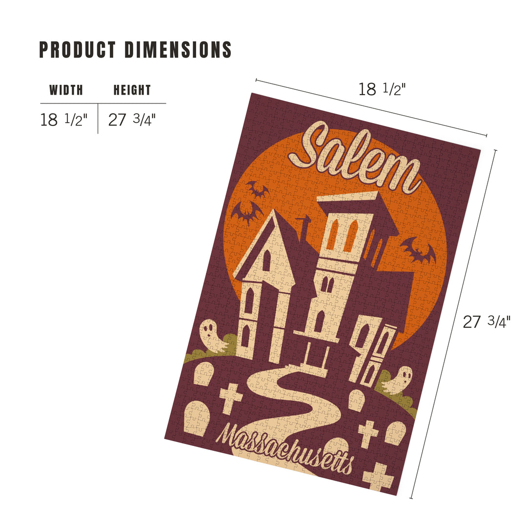 Salem, Massachusetts, Haunted House, Retro, 1000 Piece Jigsaw Puzzle