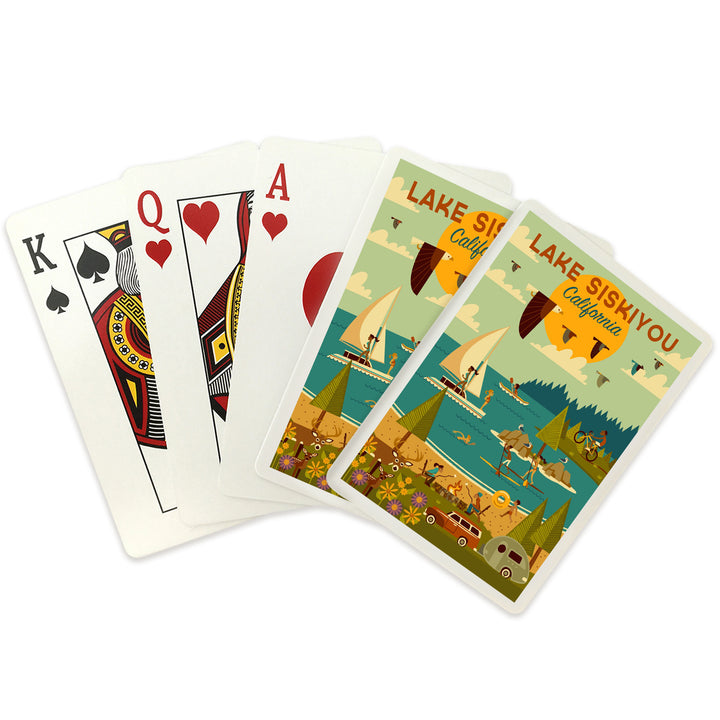 Playing Cards, Lake Siskiyou, California, Lake Geometric, 52 Card Deck with Jokers in Box, Unique Art