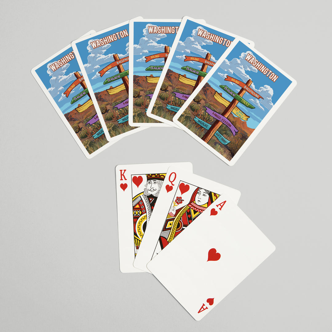 Playing Cards, Washington, Signpost, Desert, 52 Card Deck with Jokers in Box, Unique Art