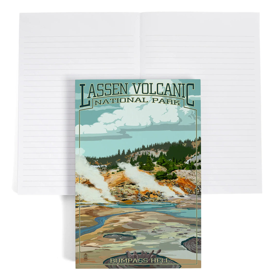Lined 6x9 Journal, Lassen Volcanic National Park, California, Bumpass Hell Scene, Lay Flat, 193 Pages, FSC paper