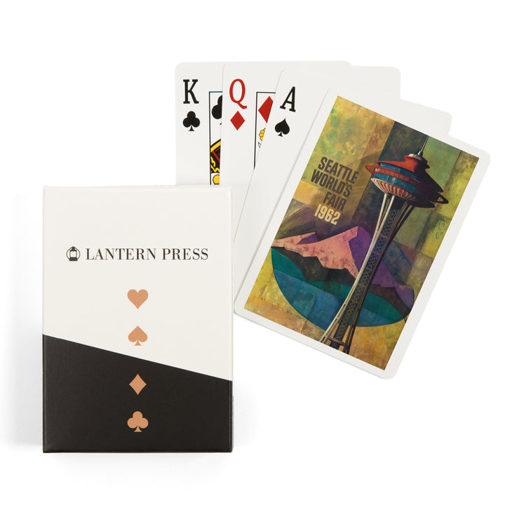 Playing Cards, Seattle, Washington, Space Needle World's Fair, Vintage Travel Poster, 52 Card Deck with Jokers in Box, Unique Art