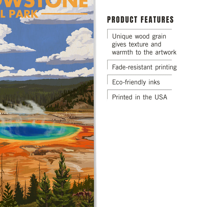 Yellowstone National Park, Grand Prismatic Spring, Wood Sign and Postcards