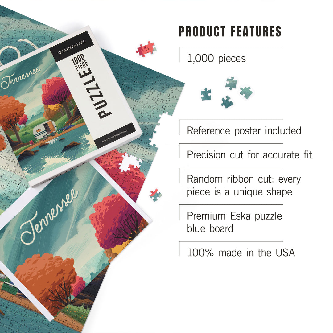 Tennessee, Outdoor Activity, At Home Anywhere, Camper in Fall Colors, 1000 Piece Jigsaw Puzzle